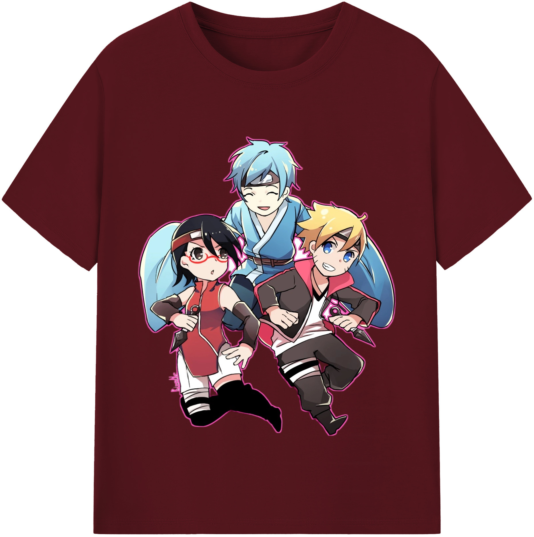 （画像用） NARUTO -ナルト- うちは サラダ Uchiha Sarada 綿100％半袖Tシャツ（フロントプリント）